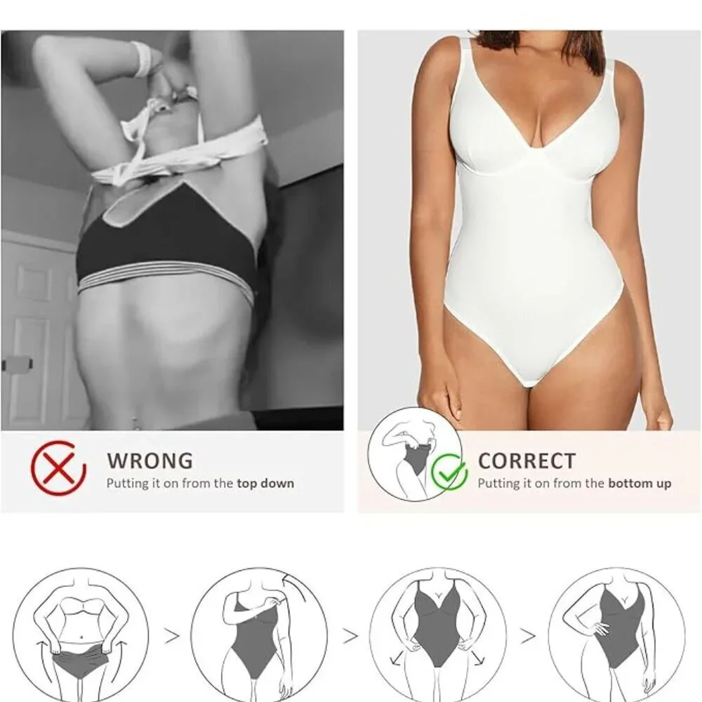 White Body Suits Women Tummy Control